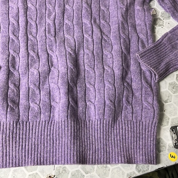 Brooks Brothers Medium Purple Cable Knit long Sleeve Sweater - Picture 3 of 5